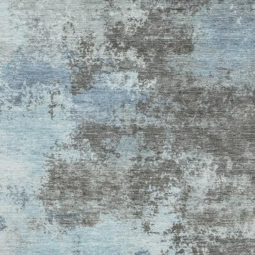 Taupe And Sky Blue Abstract Washable Area Rug With UV Protection Photo 3