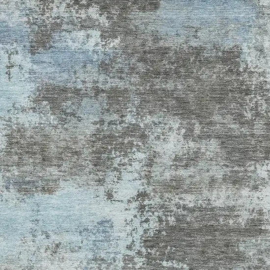 Taupe And Sky Blue Abstract Washable Area Rug With UV Protection Photo 7
