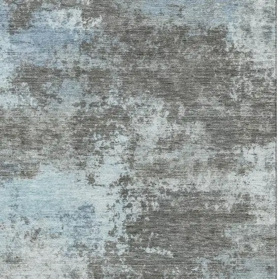 Taupe And Sky Blue Abstract Washable Area Rug With UV Protection Photo 3