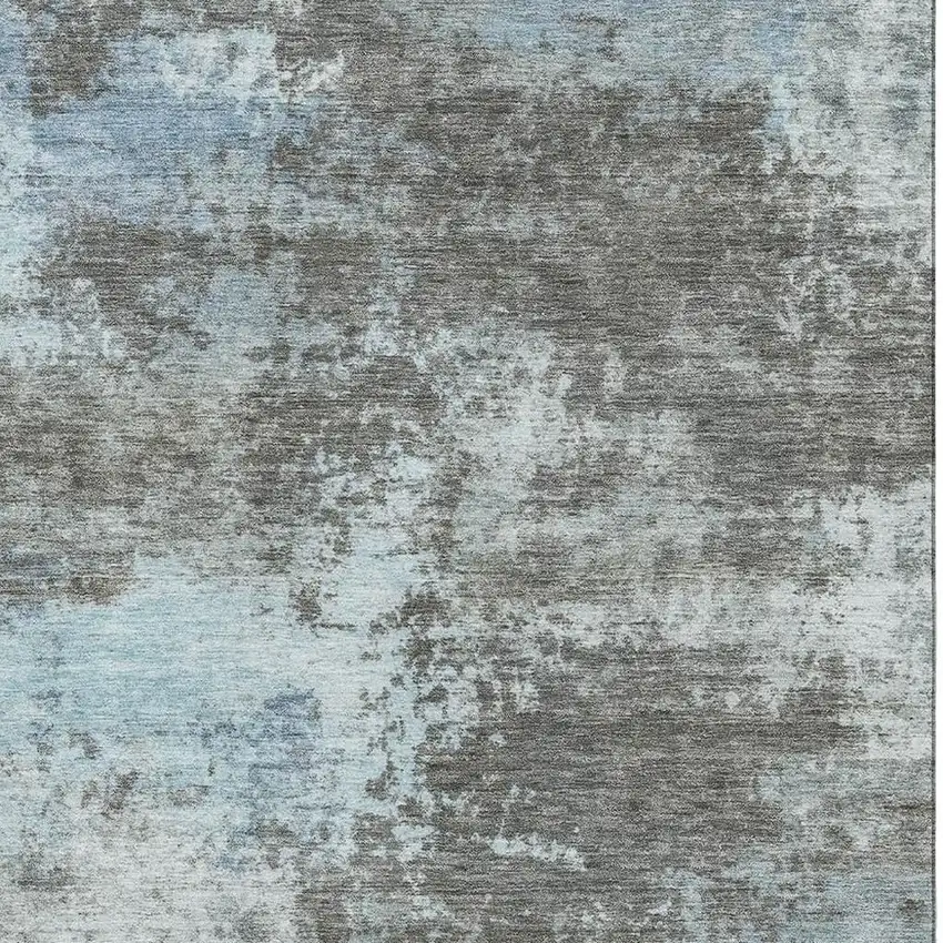 Taupe And Sky Blue Abstract Washable Area Rug With UV Protection Photo 3