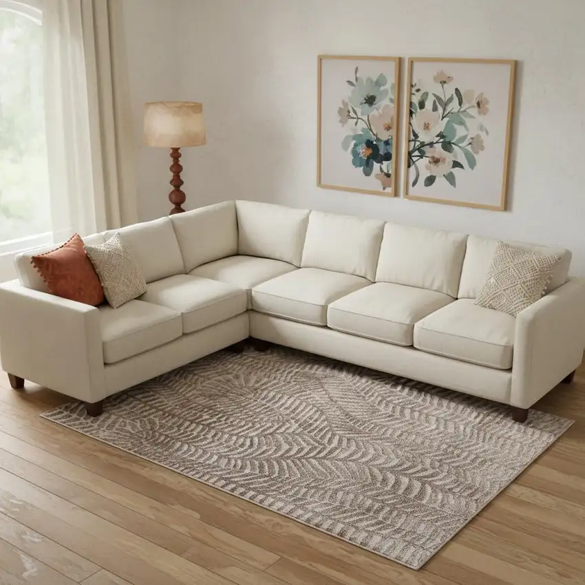 Taupe And Tan Animal Print Area Rug Photo 1