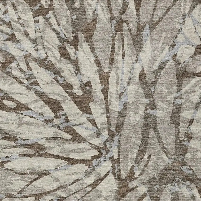Taupe And Teal Blue Abstract Washable Indoor Outdoor Area Rug Photo 5