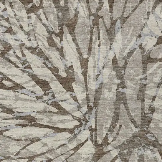 Taupe And Teal Blue Abstract Washable Indoor Outdoor Area Rug Photo 5
