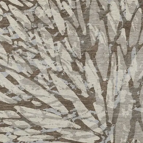 Taupe And Teal Blue Abstract Washable Indoor Outdoor Area Rug Photo 3