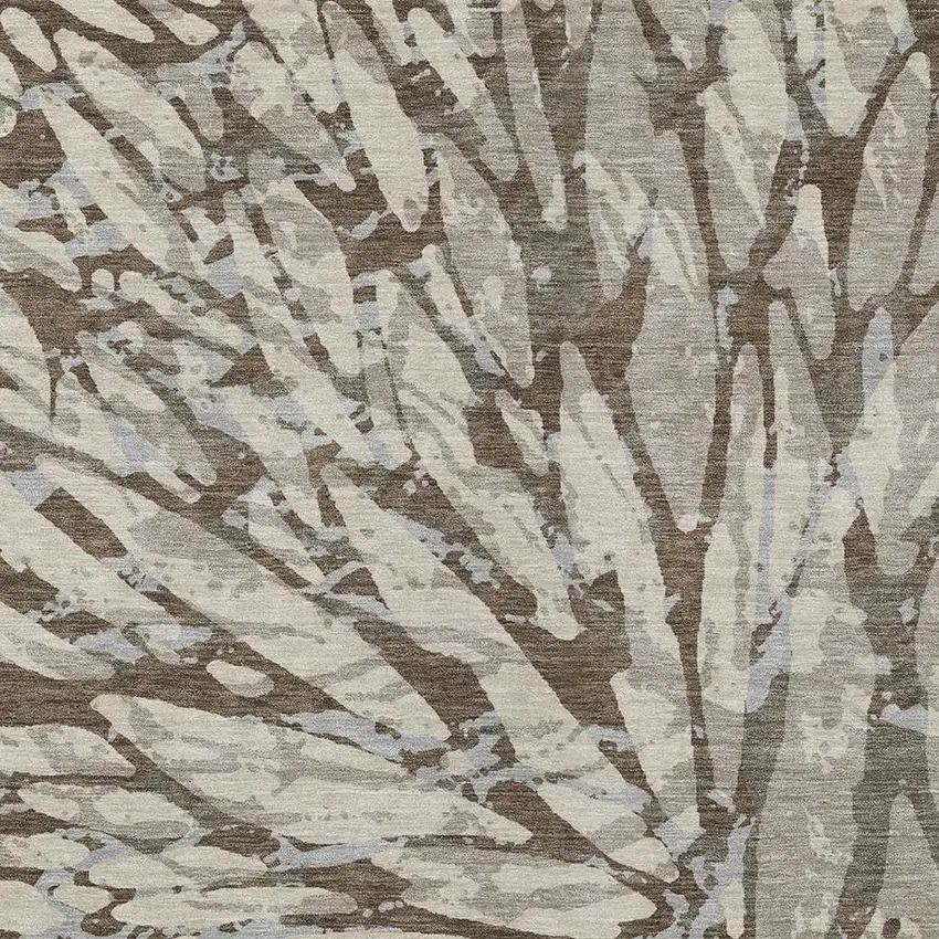Taupe And Teal Blue Abstract Washable Indoor Outdoor Area Rug Photo 3
