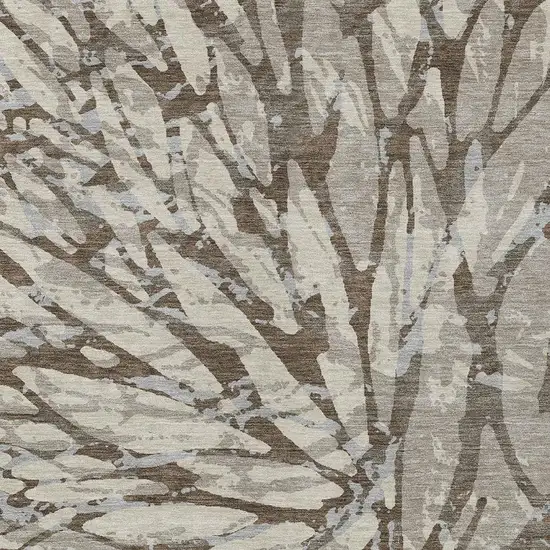 Taupe And Teal Blue Abstract Washable Indoor Outdoor Area Rug Photo 3