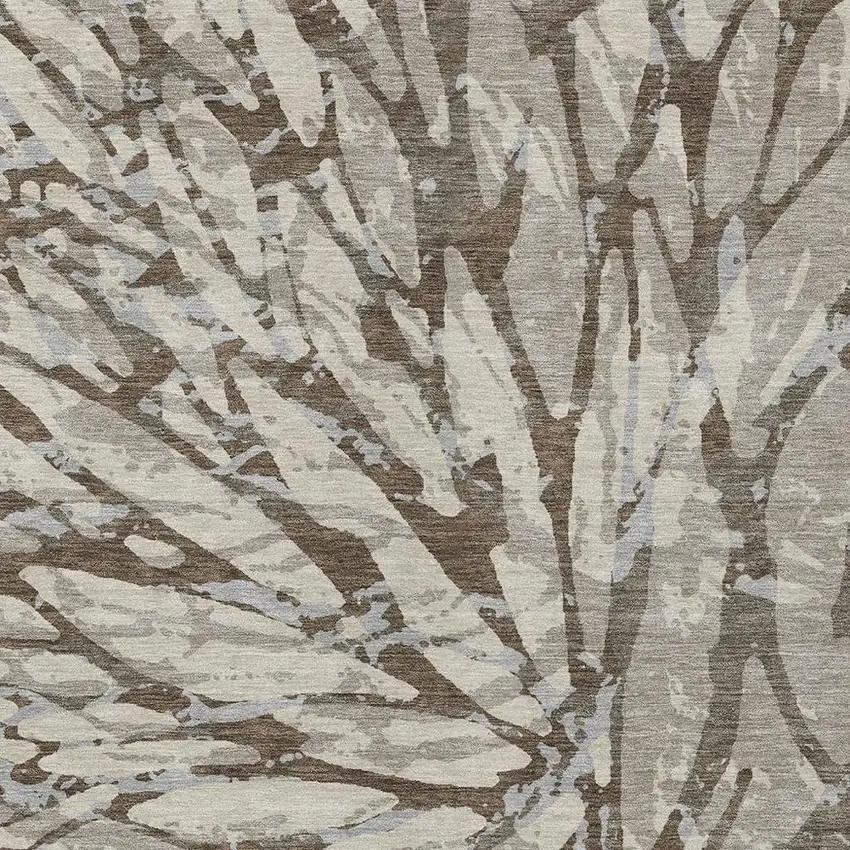 Taupe And Teal Blue Abstract Washable Indoor Outdoor Area Rug Photo 3