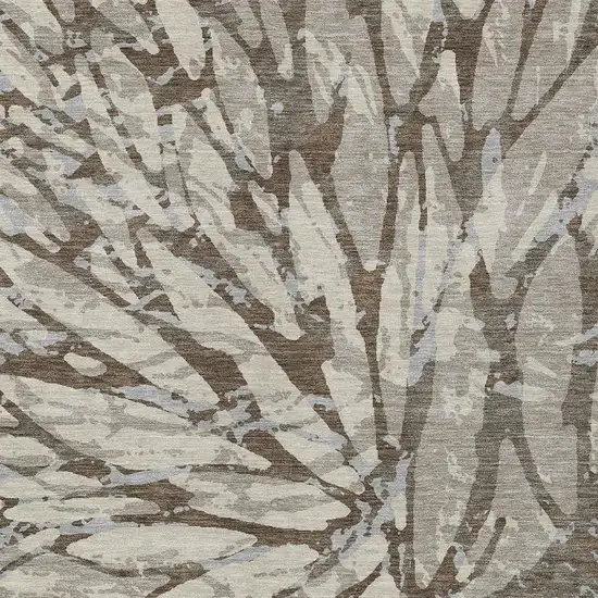 Taupe And Teal Blue Abstract Washable Indoor Outdoor Area Rug Photo 5