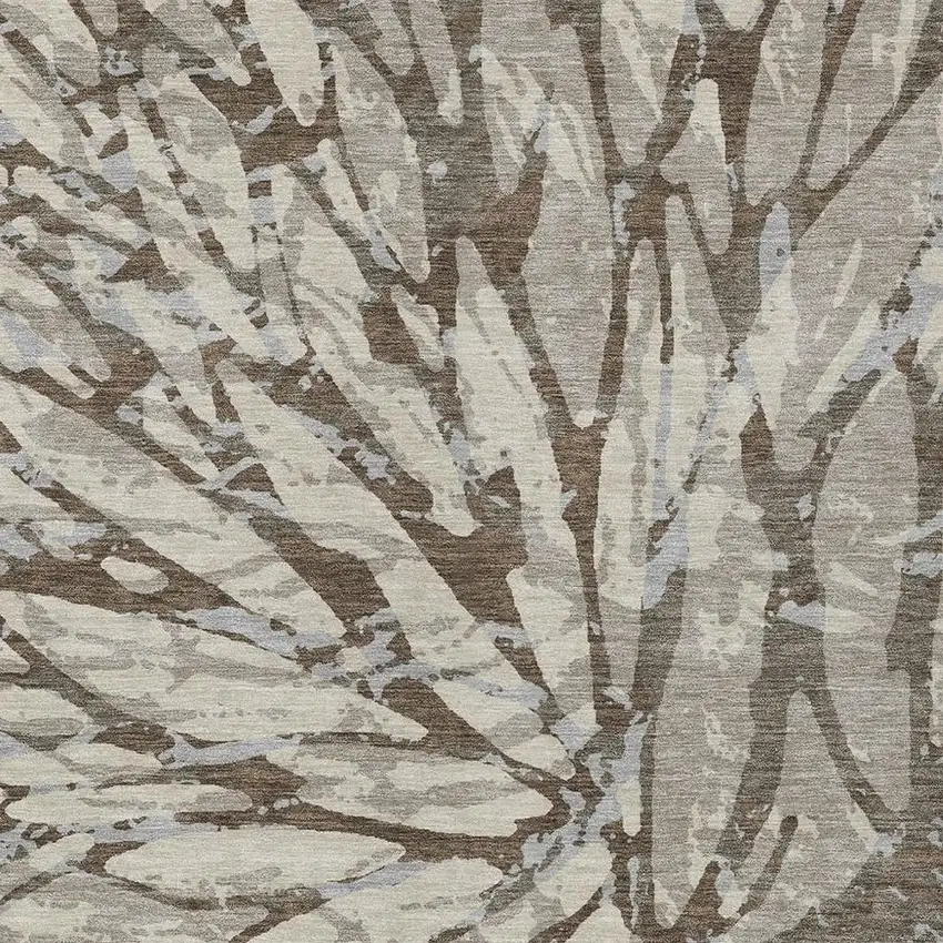 Taupe And Teal Blue Abstract Washable Indoor Outdoor Area Rug Photo 5