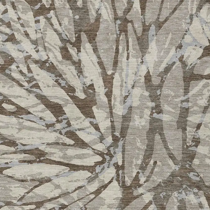 Taupe And Teal Blue Abstract Washable Indoor Outdoor Area Rug Photo 3