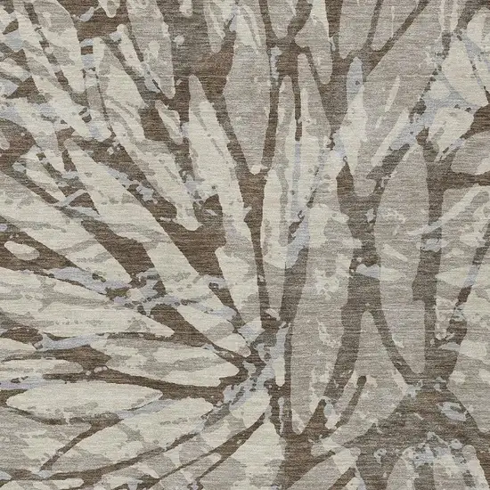 Taupe And Teal Blue Abstract Washable Indoor Outdoor Area Rug Photo 3
