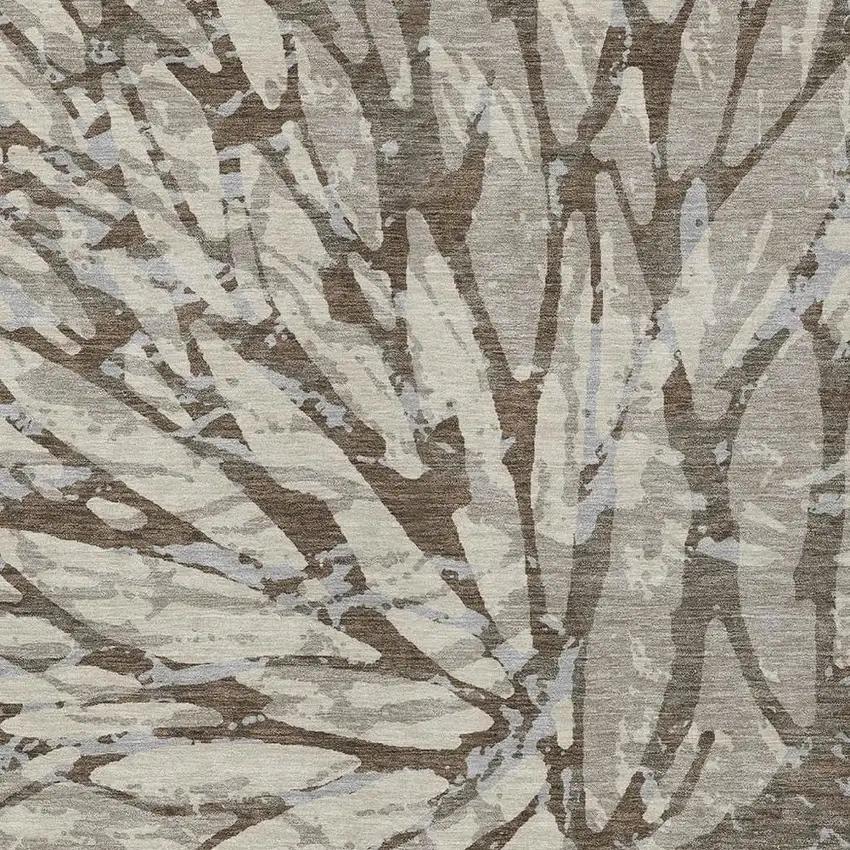 Taupe And Teal Blue Abstract Washable Indoor Outdoor Area Rug Photo 5