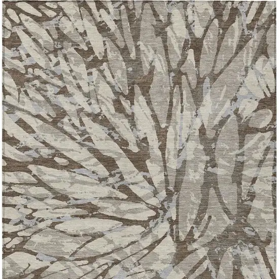 Taupe And Teal Blue Abstract Washable Indoor Outdoor Area Rug Photo 4