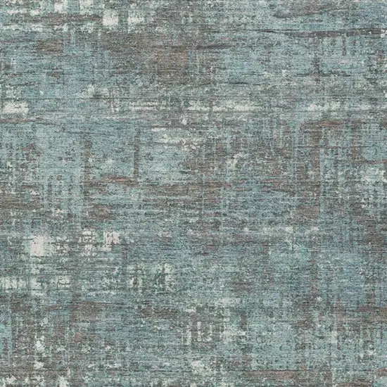 Taupe And Teal Blue Geometric Washable Indoor Outdoor Area Rug Photo 4