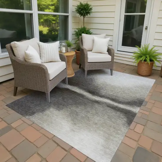 Taupe Beige And Black Abstract Washable Indoor Outdoor Area Rug Photo 2