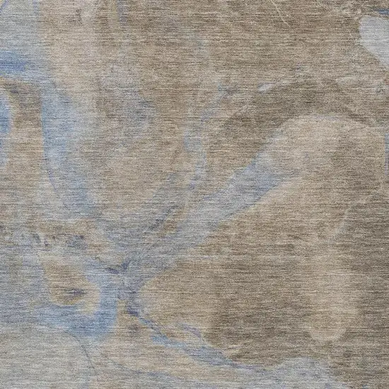 Taupe Beige And Blue Abstract Washable Indoor Outdoor Area Rug Photo 3
