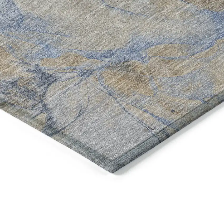 Taupe Beige And Blue Abstract Washable Indoor Outdoor Area Rug Photo 6