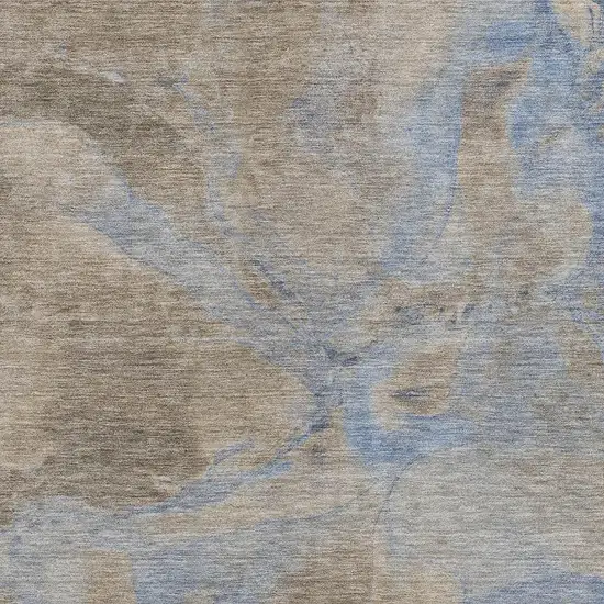 Taupe Beige And Blue Abstract Washable Indoor Outdoor Area Rug Photo 3