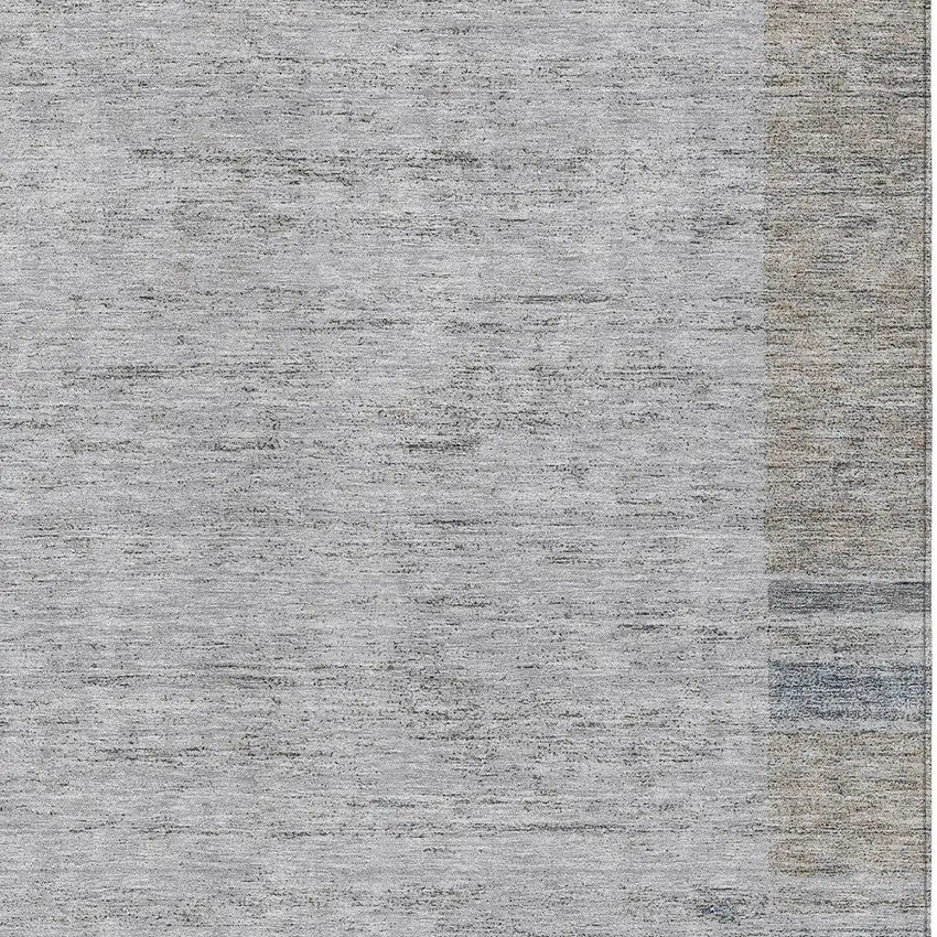 Taupe Beige And Blue Geometric Washable Indoor Outdoor Area Rug Photo 5