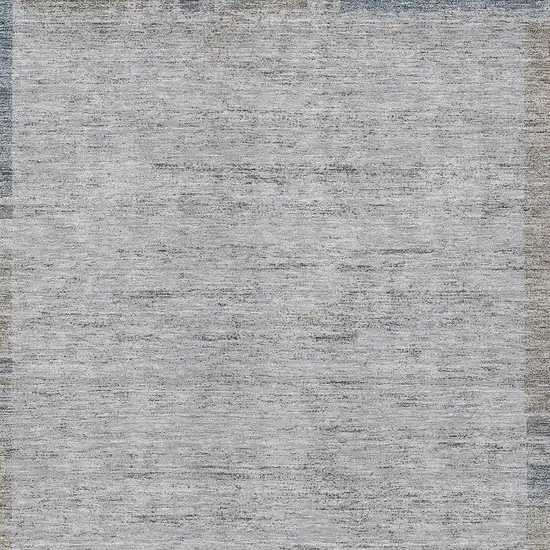 Taupe Beige And Blue Geometric Washable Indoor Outdoor Area Rug Photo 5