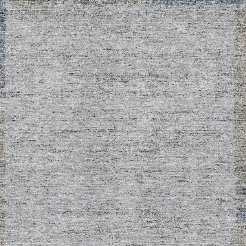 Taupe Beige And Blue Geometric Washable Indoor Outdoor Area Rug Photo 5