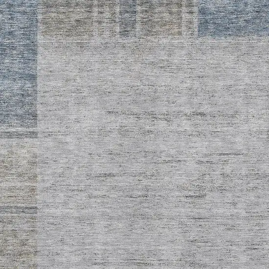 Taupe Beige And Blue Geometric Washable Indoor Outdoor Area Rug Photo 5