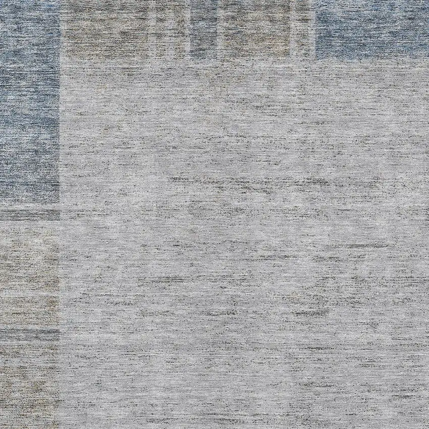 Taupe Beige And Blue Geometric Washable Indoor Outdoor Area Rug Photo 5