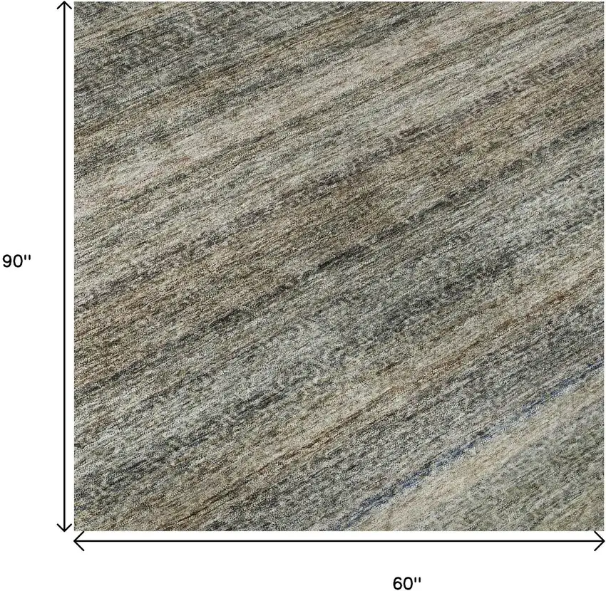 Taupe Beige And Blue Striped Washable Area Rug With UV Protection Photo 8