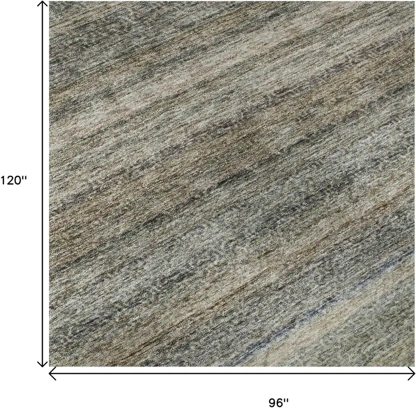 Taupe Beige And Blue Striped Washable Area Rug With UV Protection Photo 8