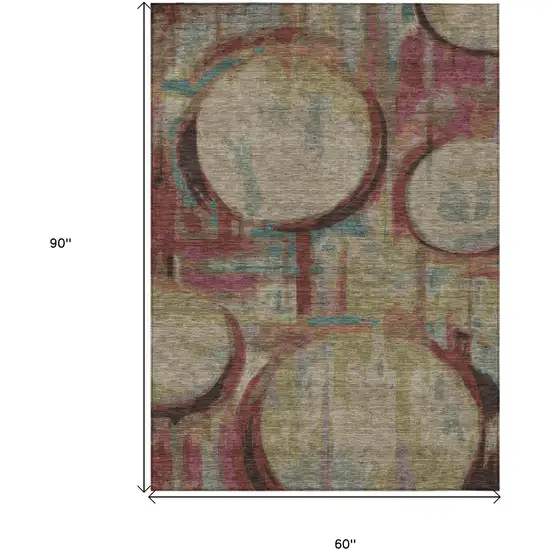 Taupe Beige And Blush Geometric Washable Indoor Outdoor Area Rug Photo 3