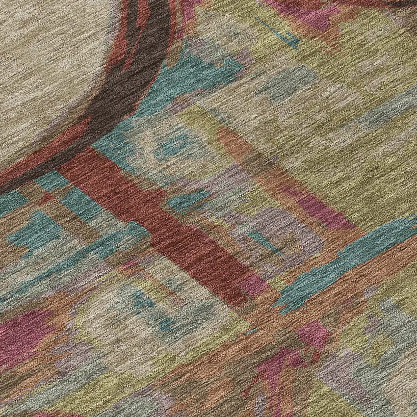 Taupe Beige And Blush Geometric Washable Indoor Outdoor Area Rug Photo 6