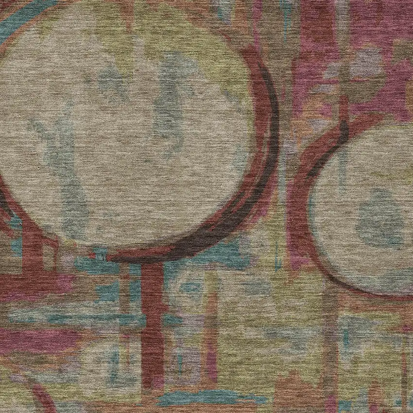 Taupe Beige And Blush Geometric Washable Indoor Outdoor Area Rug Photo 7