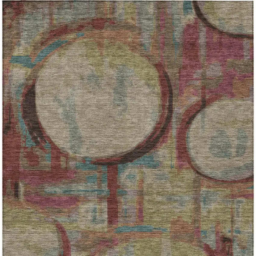 Taupe Beige And Blush Geometric Washable Indoor Outdoor Area Rug Photo 8