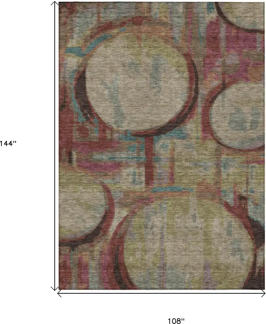Taupe Beige And Blush Geometric Washable Indoor Outdoor Area Rug Photo 3