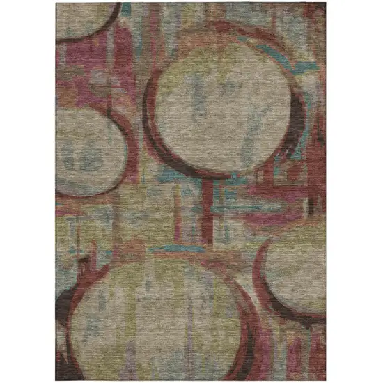 Taupe Beige And Blush Geometric Washable Indoor Outdoor Area Rug Photo 8