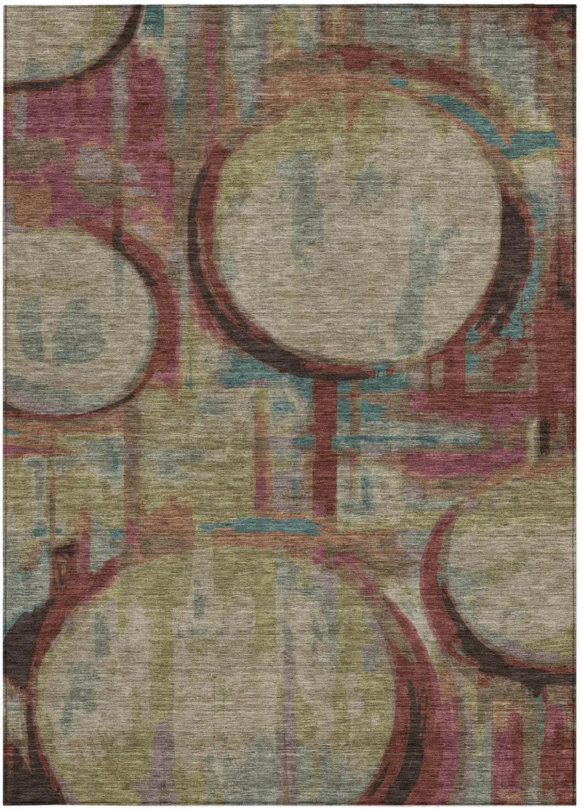 Taupe Beige And Blush Geometric Washable Indoor Outdoor Area Rug Photo 8