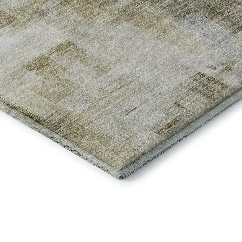 Taupe Beige And Brown Abstract Geometric Washable Area Rug With UV Protection Photo 6