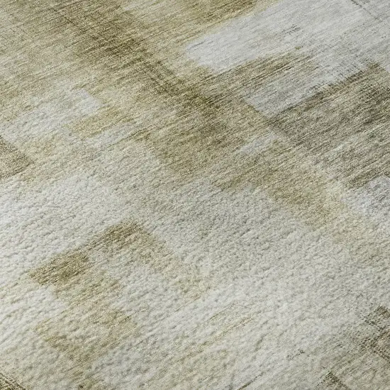 Taupe Beige And Brown Abstract Geometric Washable Area Rug With UV Protection Photo 9