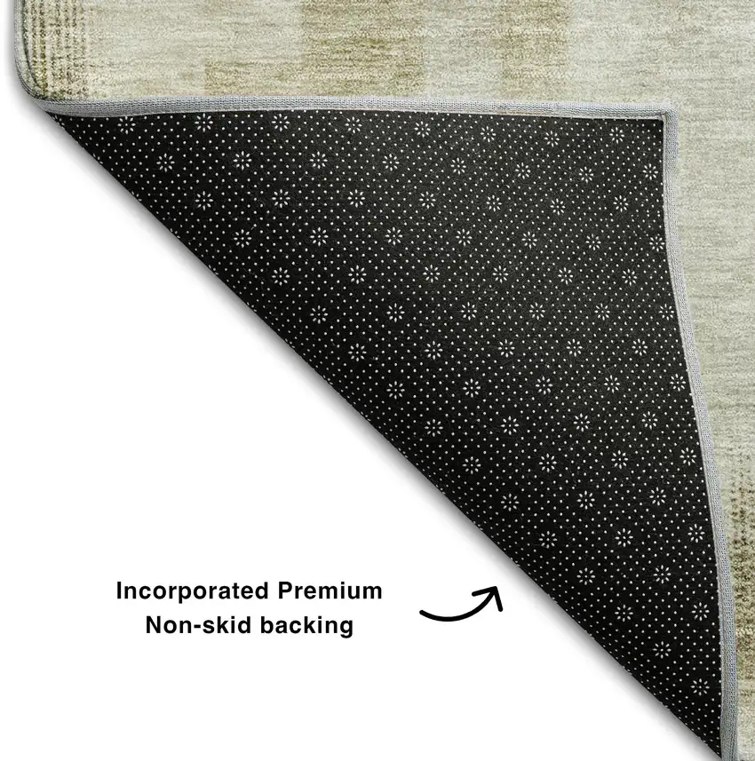 Taupe Beige And Brown Abstract Geometric Washable Area Rug With UV Protection Photo 6