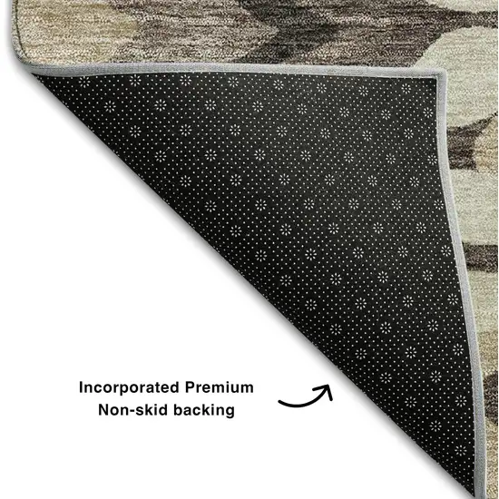 Taupe Beige And Brown Abstract Washable Area Rug With UV Protection Photo 7