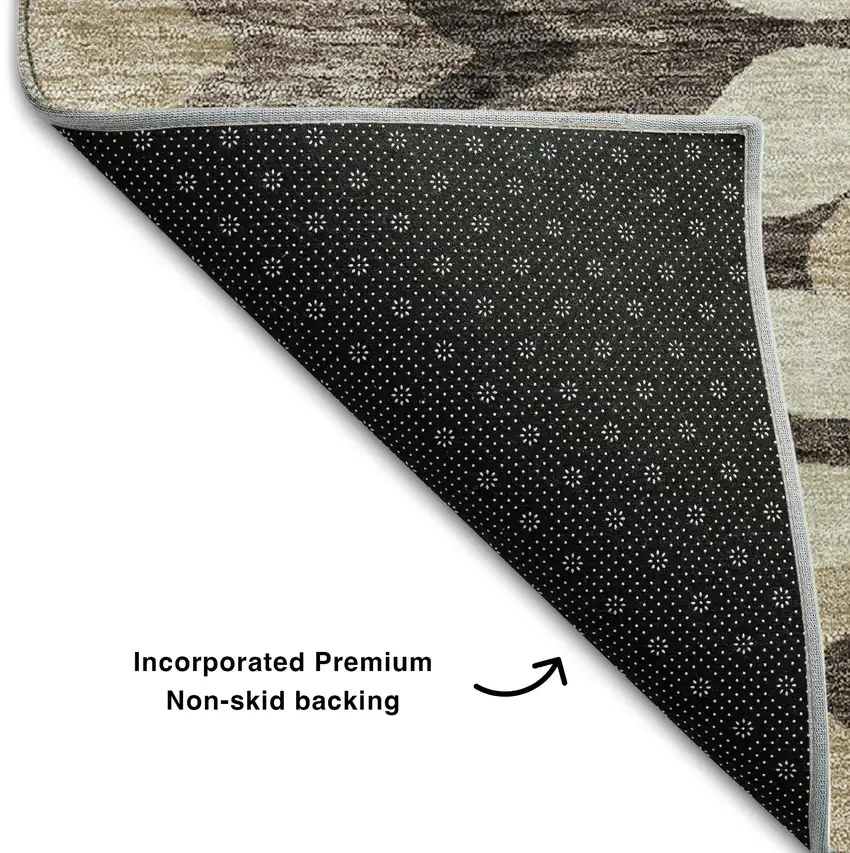 Taupe Beige And Brown Abstract Washable Area Rug With UV Protection Photo 7