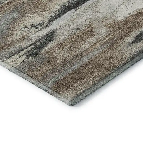 Taupe Beige And Brown Abstract Washable Area Rug With UV Protection Photo 7