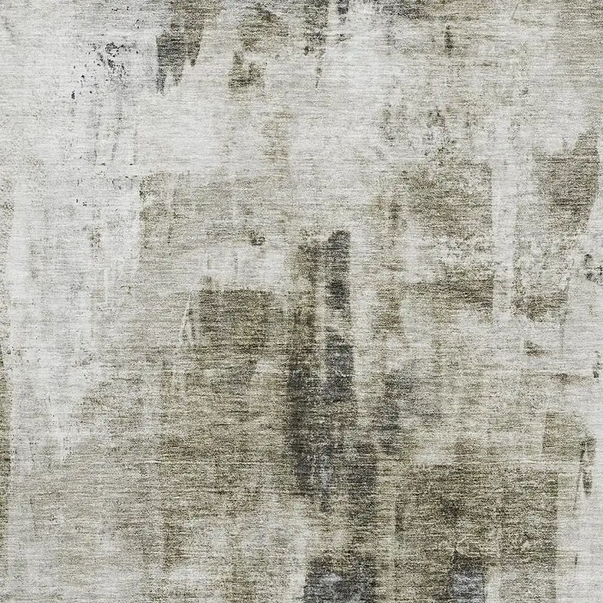 Taupe Beige And Brown Abstract Washable Area Rug With UV Protection Photo 2