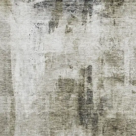 Taupe Beige And Brown Abstract Washable Area Rug With UV Protection Photo 2