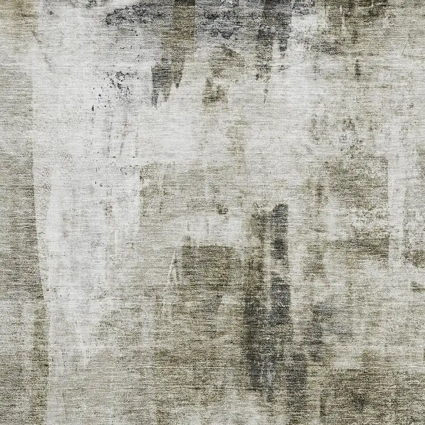 Taupe Beige And Brown Abstract Washable Area Rug With UV Protection Photo 2