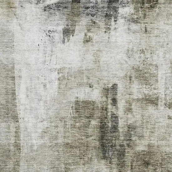 Taupe Beige And Brown Abstract Washable Area Rug With UV Protection Photo 2