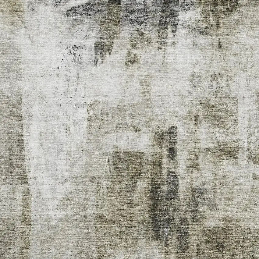 Taupe Beige And Brown Abstract Washable Area Rug With UV Protection Photo 2