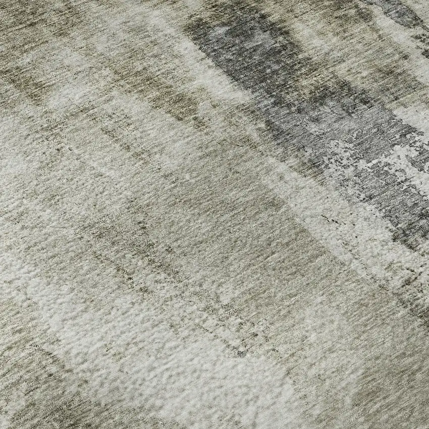 Taupe Beige And Brown Abstract Washable Area Rug With UV Protection Photo 9