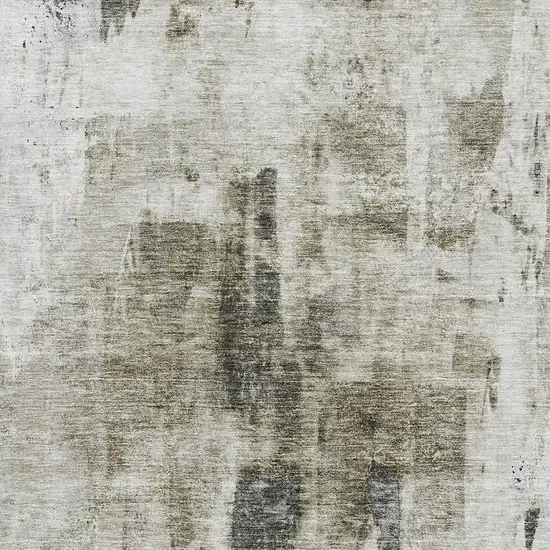 Taupe Beige And Brown Abstract Washable Area Rug With UV Protection Photo 2