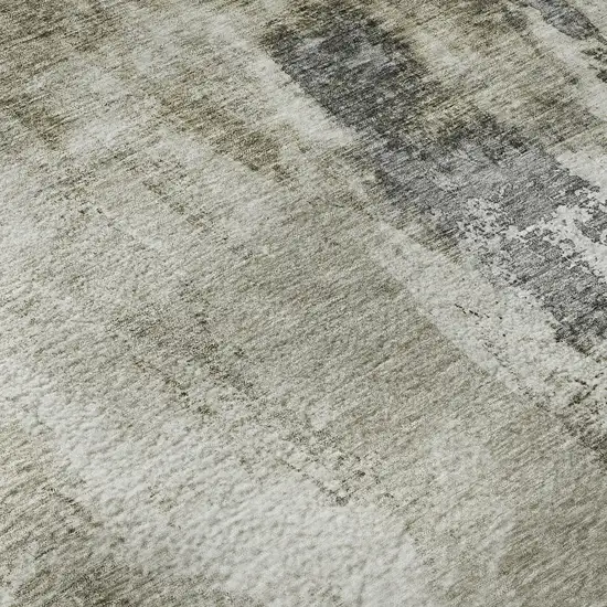 Taupe Beige And Brown Abstract Washable Area Rug With UV Protection Photo 9